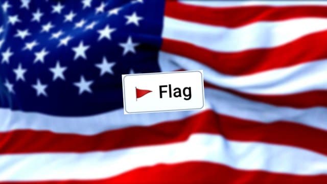 Infinite Craft Flag block atop a blurred background image of the American flag