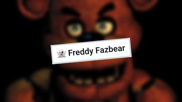 Infinite Craft Freddy Fazbear block atop a blurred background image from Five Nights at Freddy's