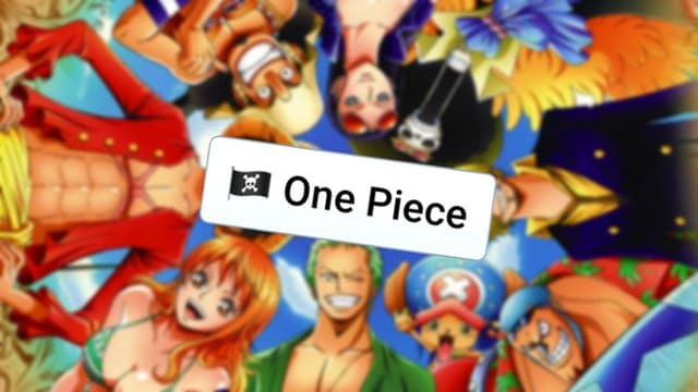 One Piece still showing anime characters surrounding a block from Infinite Craft which reads One Piece
