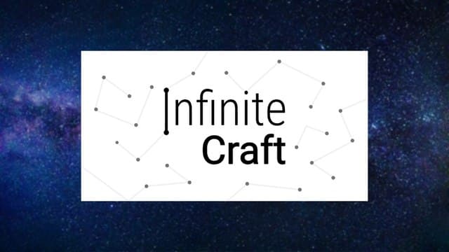 Infinite Craft logo block atop a blurred backdrop featuring a still of space and its stars