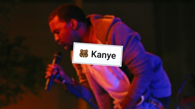 Infinite Craft Kanye block atop a blurred backdrop featuring artist, musician, singer, and rapper Kanye West with a microphone