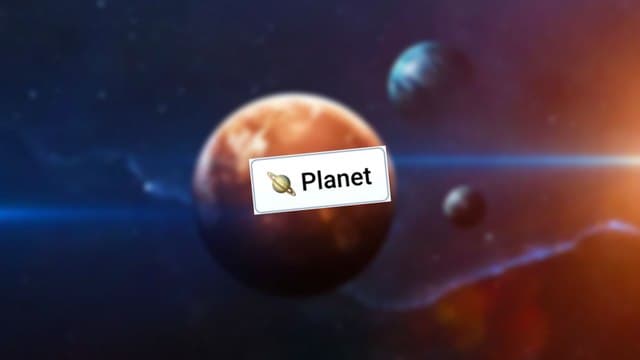 Infinite Craft Planet block atop a blurred backdrop showcasing three differently colored planets in space
