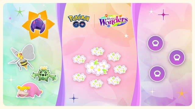 A few of the events featured in Pokemon GO's World of Wonders season, including Pokemon that can be encountered.