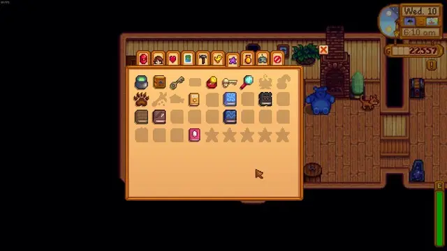 The tab where you see the Books of Power in Stardew Valley