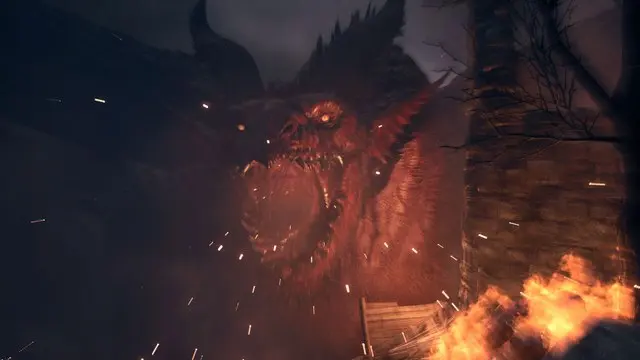 Dragon breathing fire in Dragon's Dogma 2