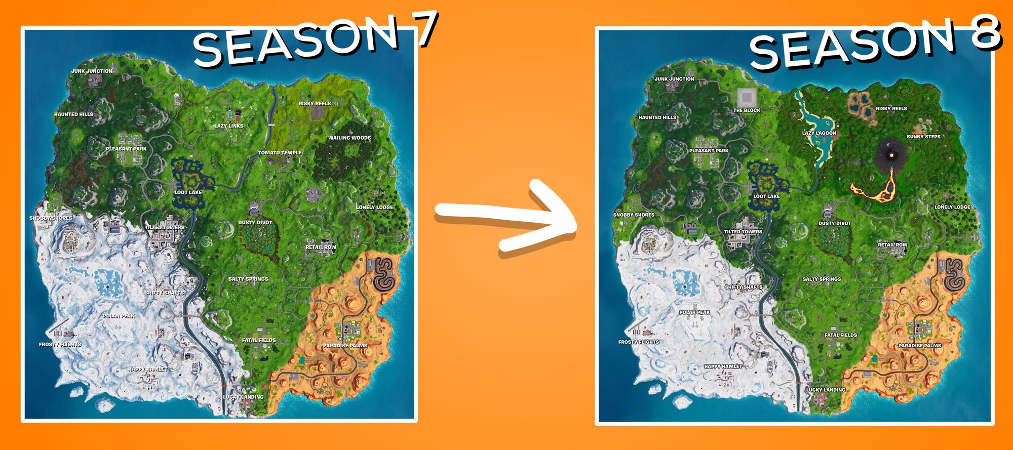 Fortnite Season 8 Guide Map Changes Battle Pass Skins